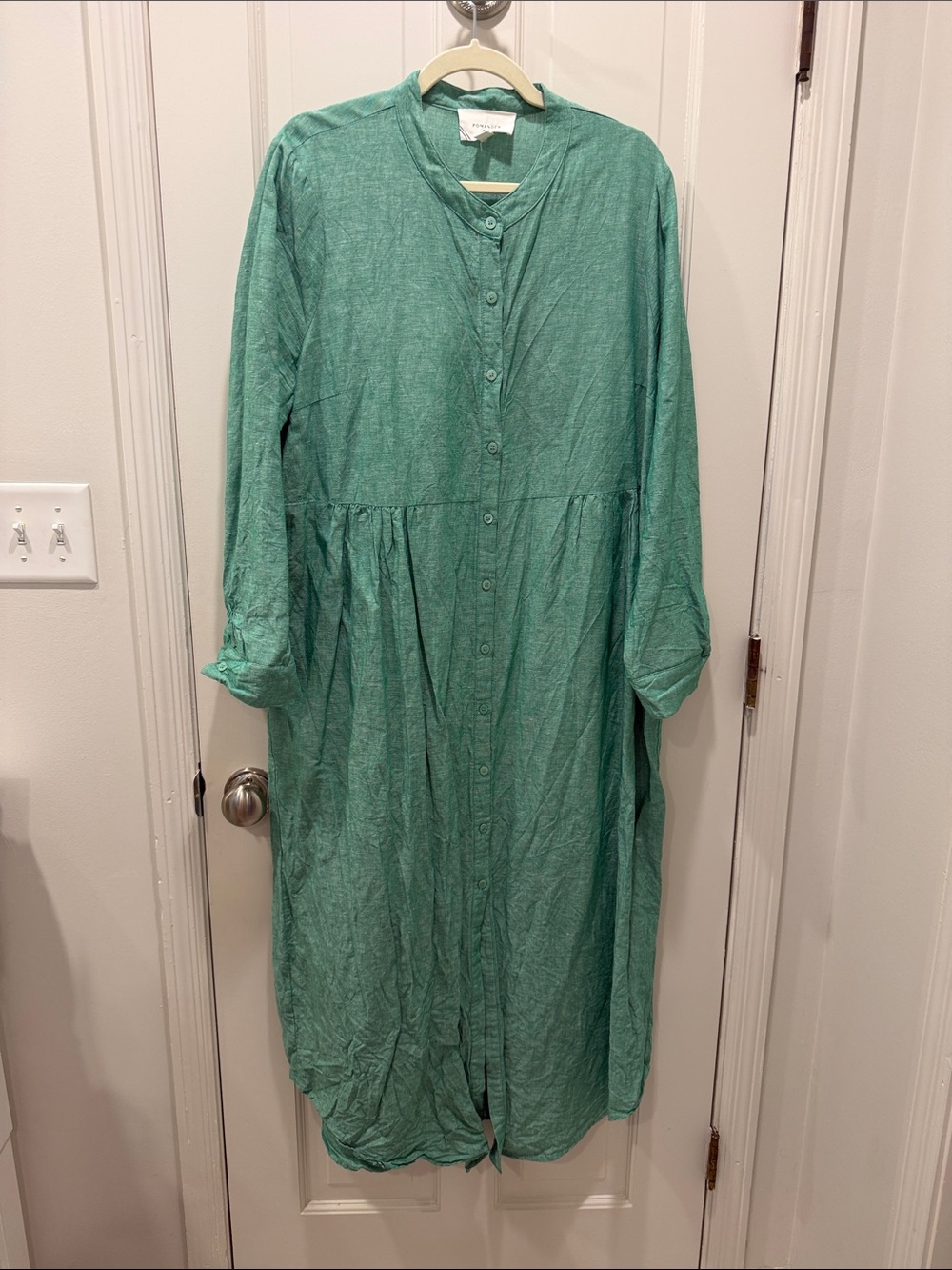 Tuckernuck Seafoam Green Button-Front Long Sleeve Midi Dress
